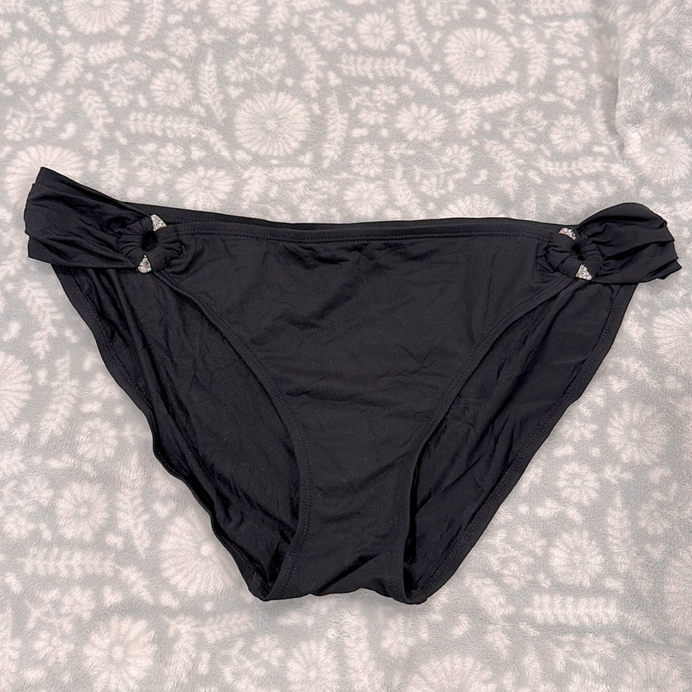 Panache xl bikini bottoms with metal and rhinestone detail and hips.